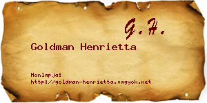 Goldman Henrietta névjegykártya